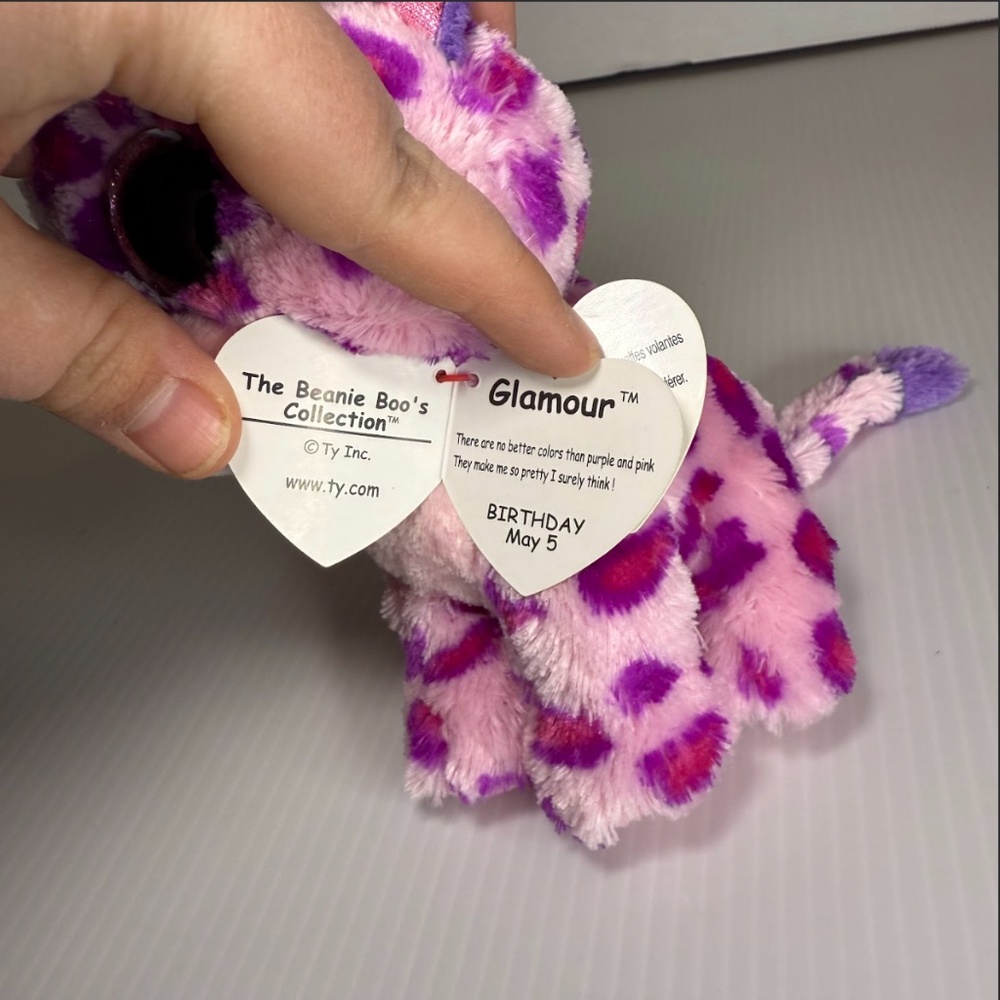 GLAMOUR the PINK PURPLE LEOPARD - Ty 6" Beanie Boos - NEW with TAGS Glitter Eyes - Picture 5 of 6